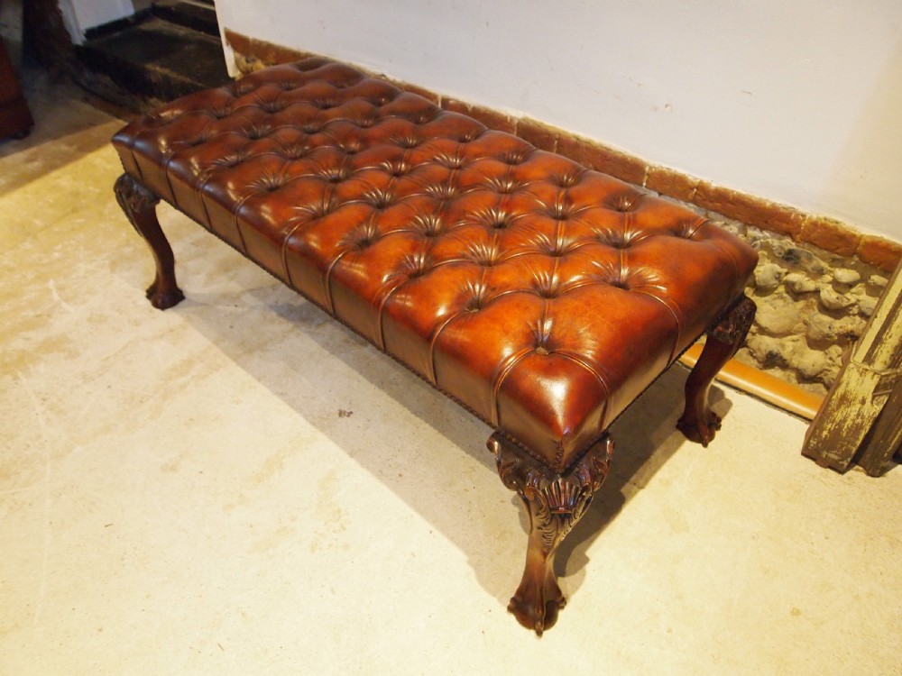 Stool Chestnut Leather George II style c1920 View II