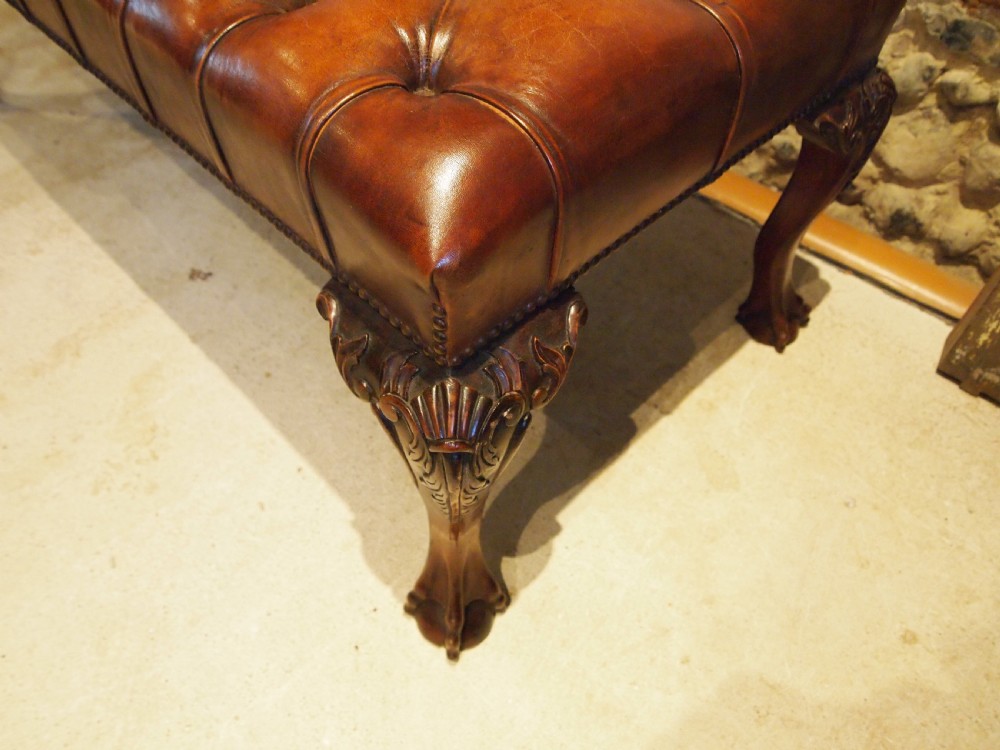 Stool Chestnut Leather George II style c1920 View III