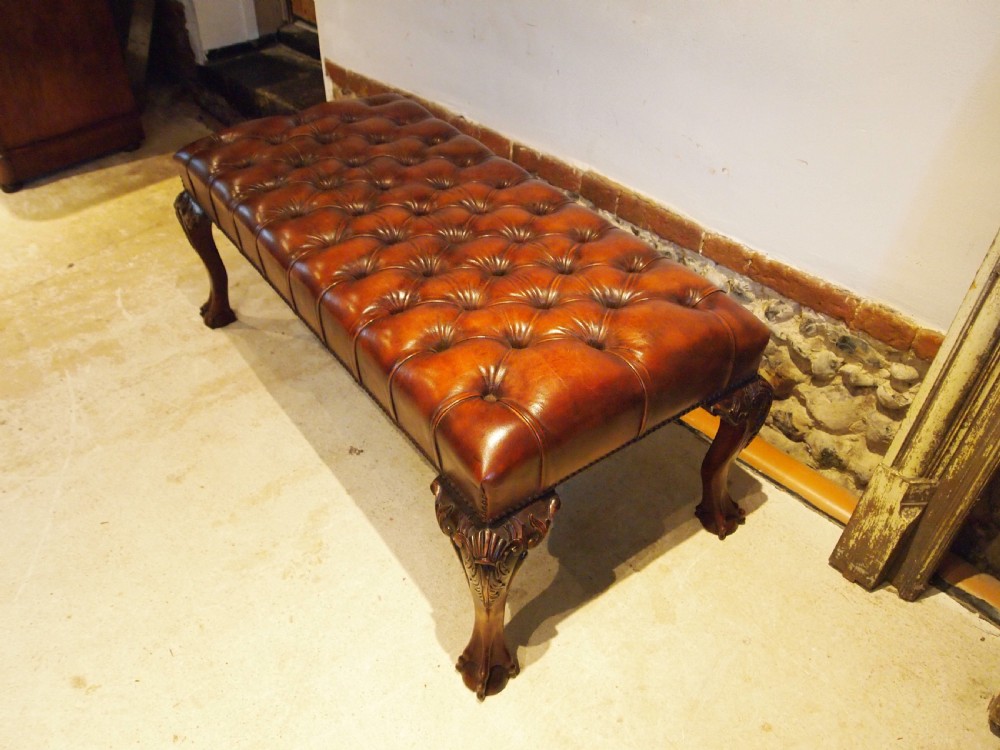Stool Chestnut Leather George II style c1920 View V