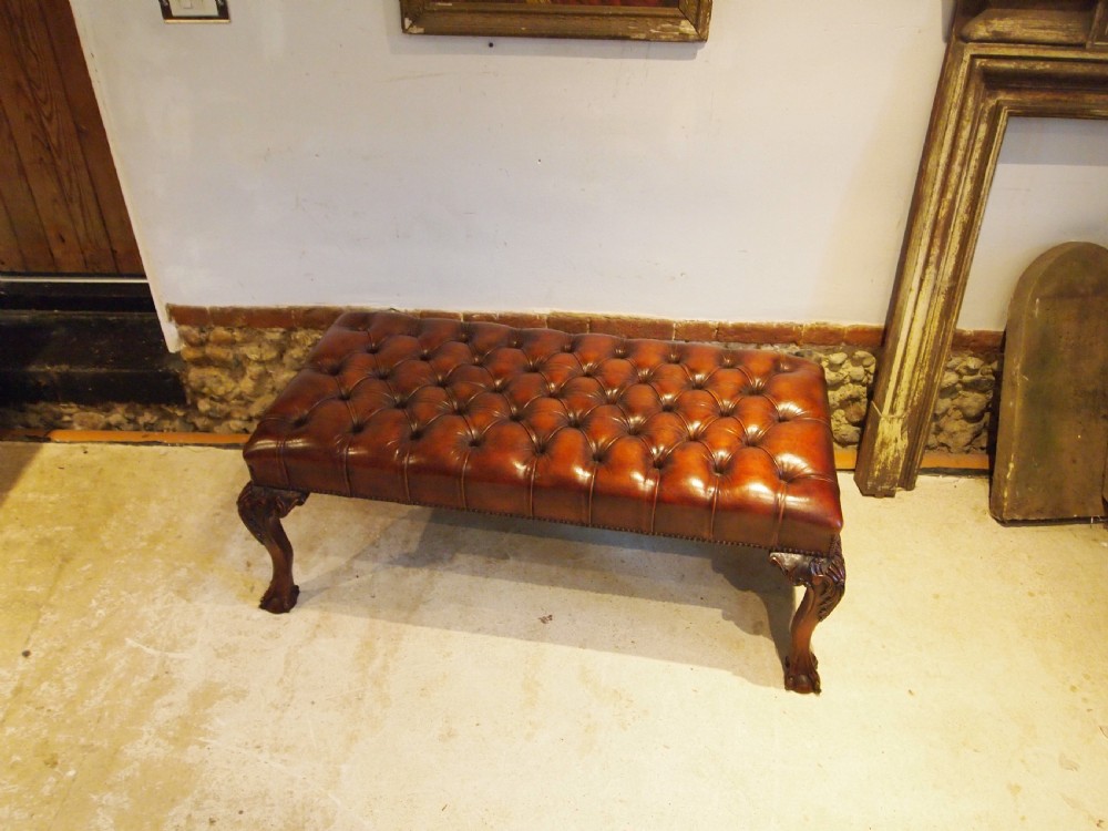 Stool Chestnut Leather George II style c1920 View VI