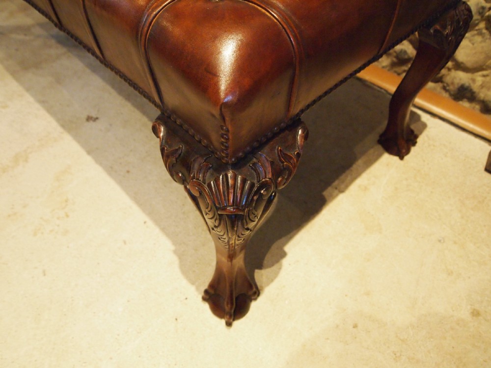 Stool Chestnut Leather George II style c1920 View VII