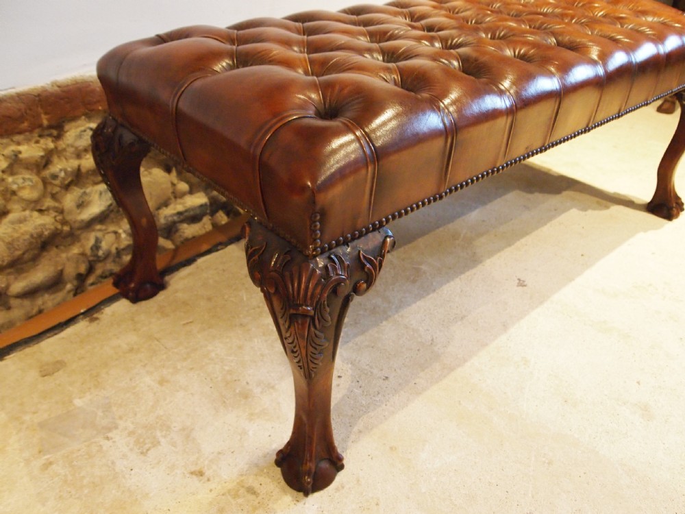 Stool Chestnut Leather George II style c1920 View VIII