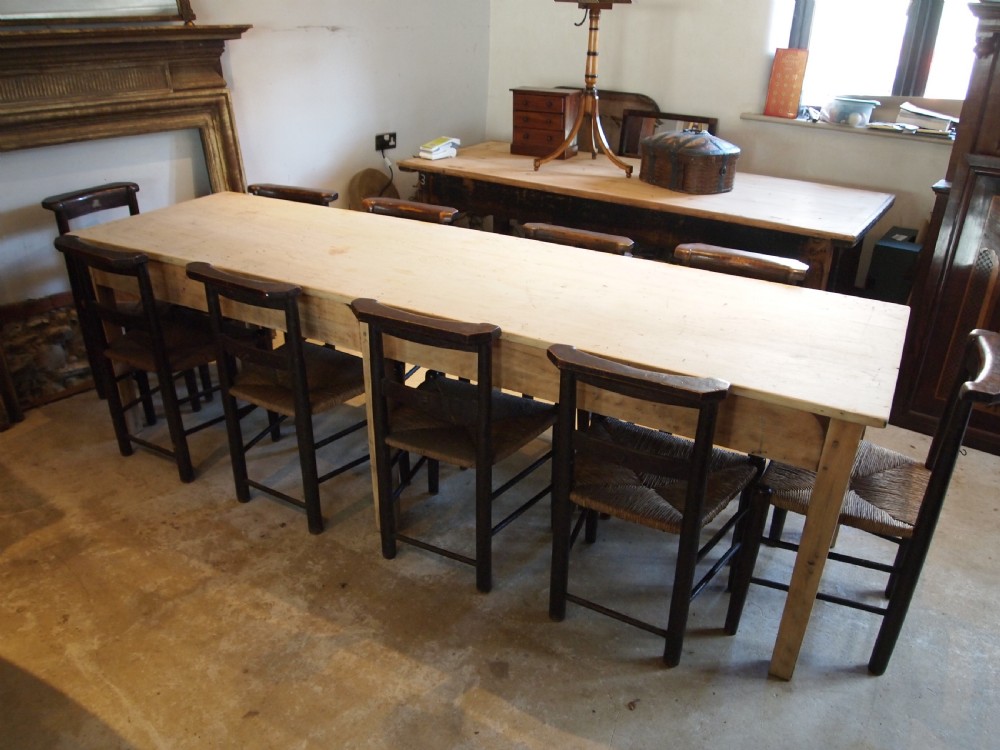 Table refectory farmhouse dining large seats 10 Beech c1890 View VII