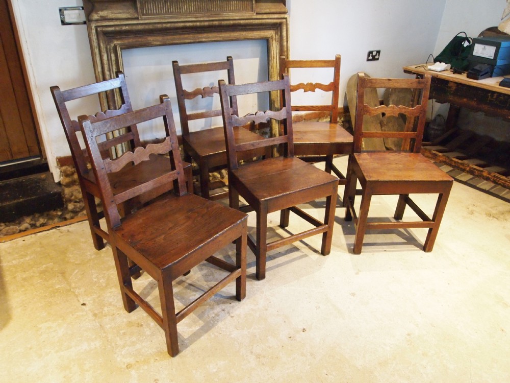 Chairs rare set of six Welsh oak dining farmhouse c1800