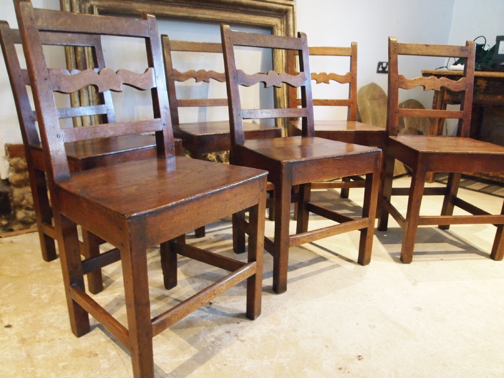 Chairs rare set of six Welsh oak dining farmhouse c1800 View V