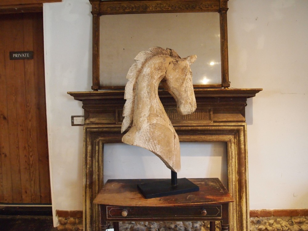 Statue carved 19th century Spanish horse head c1850
