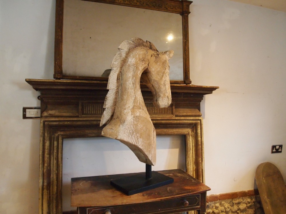 Statue carved 19th century Spanish horse head c1850 View VI