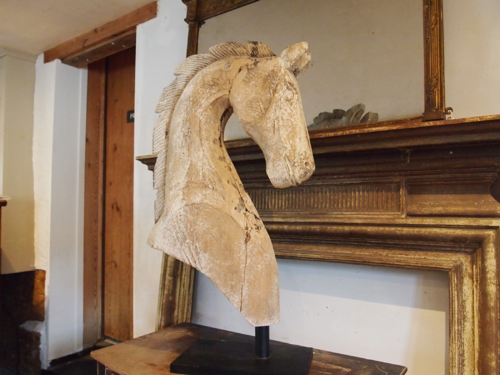 Statue carved 19th century Spanish horse head c1850 View VII