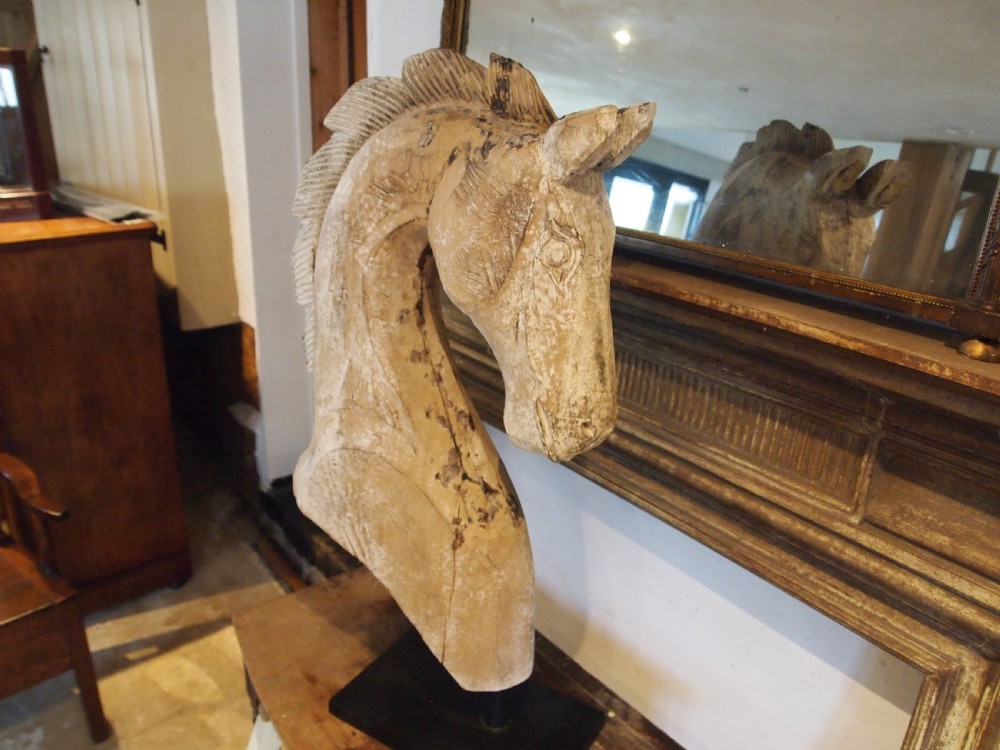 Statue carved 19th century Spanish horse head c1850 View VIII