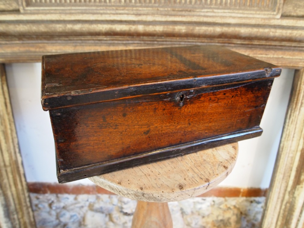 Box deed box small early 18th century stunning colour c1730 View II