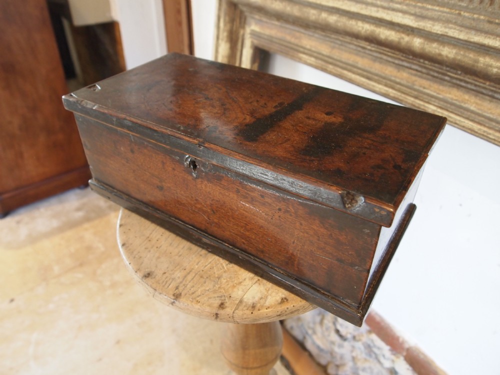 Box deed box small early 18th century stunning colour c1730 View IX