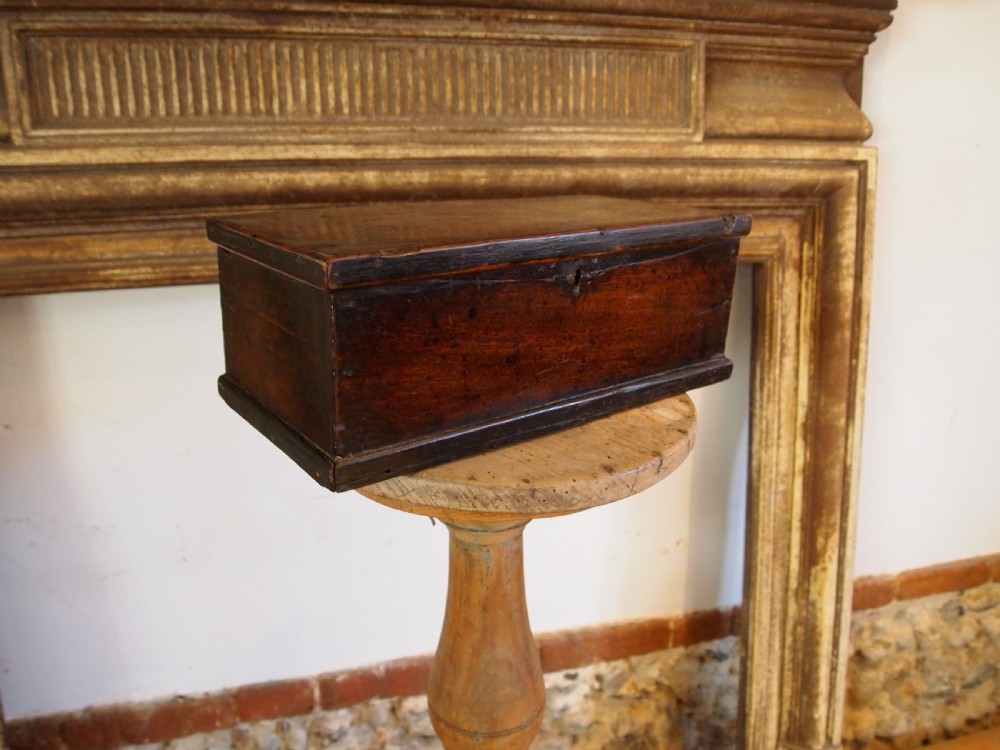 Box deed box small early 18th century stunning colour c1730 View XI