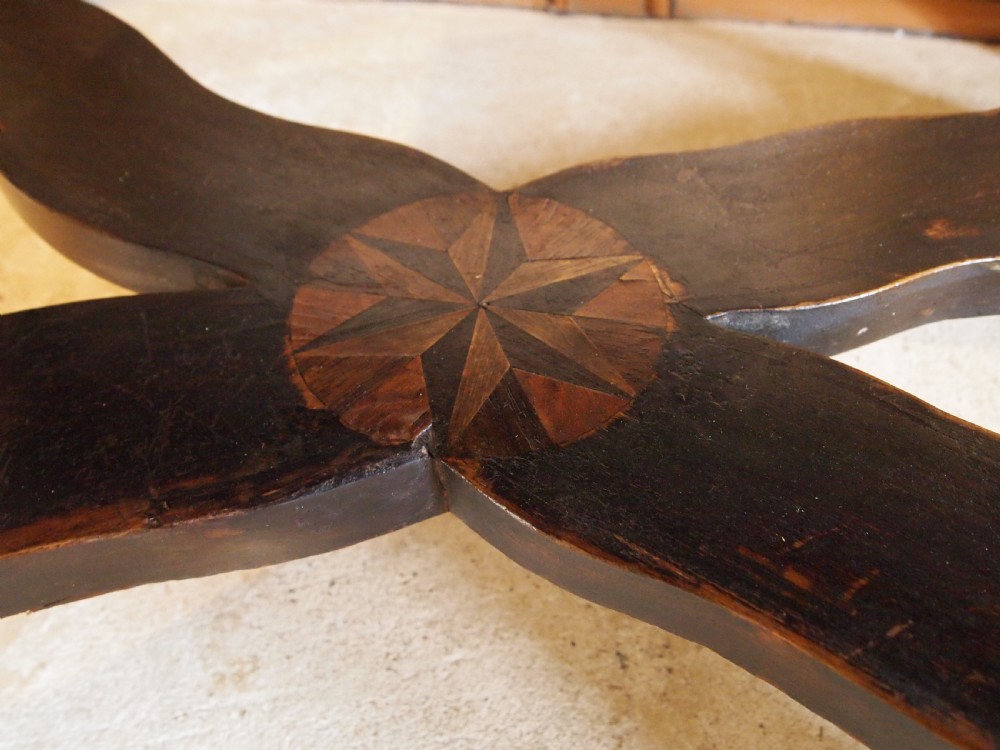 Table stunning rare Marquetry George II Oak c1740 View V