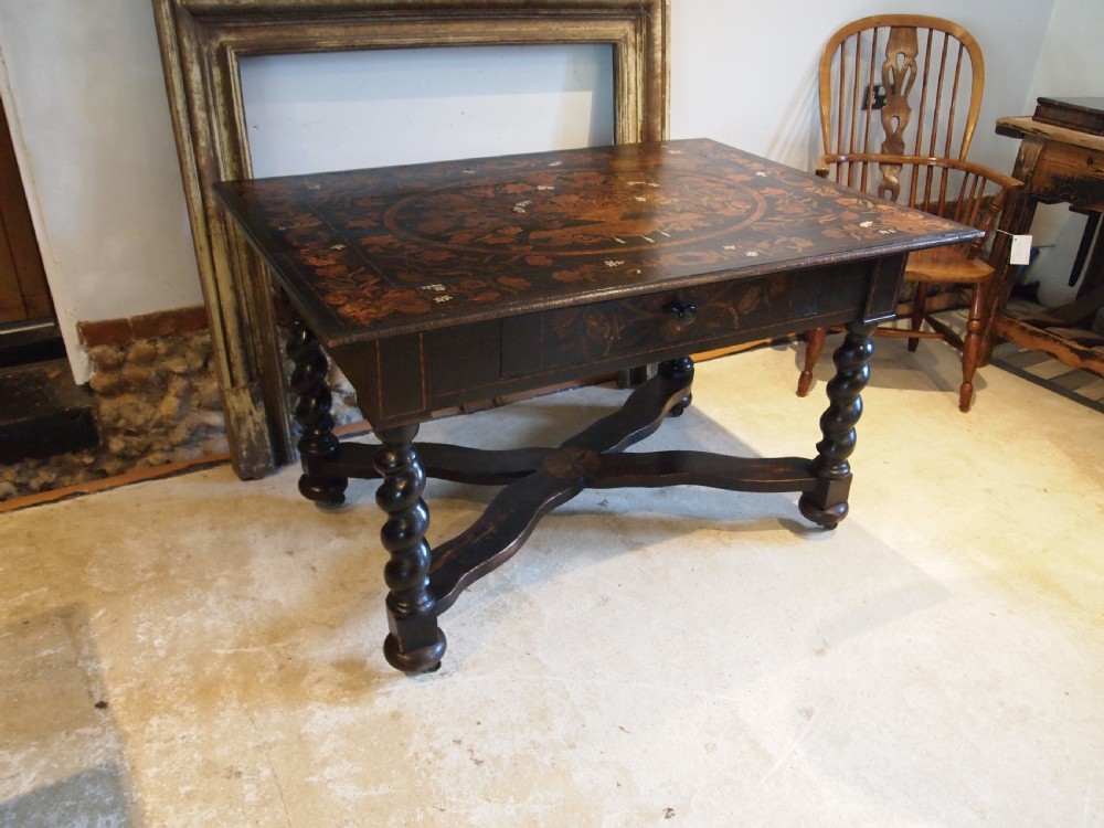 Table stunning rare Marquetry George II Oak c1740 View VI