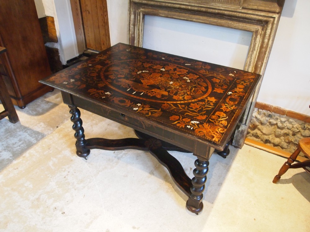 Table stunning rare Marquetry George II Oak c1740 View IX