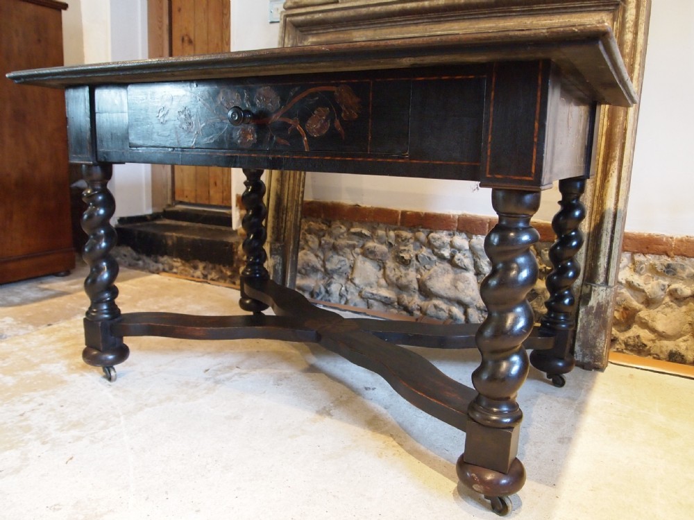 Table stunning rare Marquetry George II Oak c1740 View X