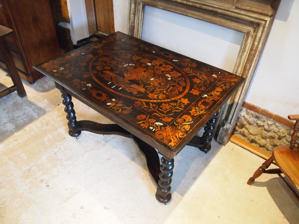 Table stunning rare Marquetry George II Oak c1740 View XIII