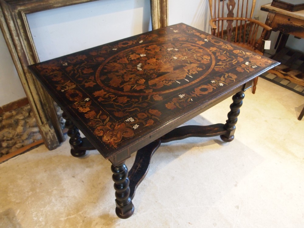 Table stunning rare Marquetry George II Oak c1740 View XIV