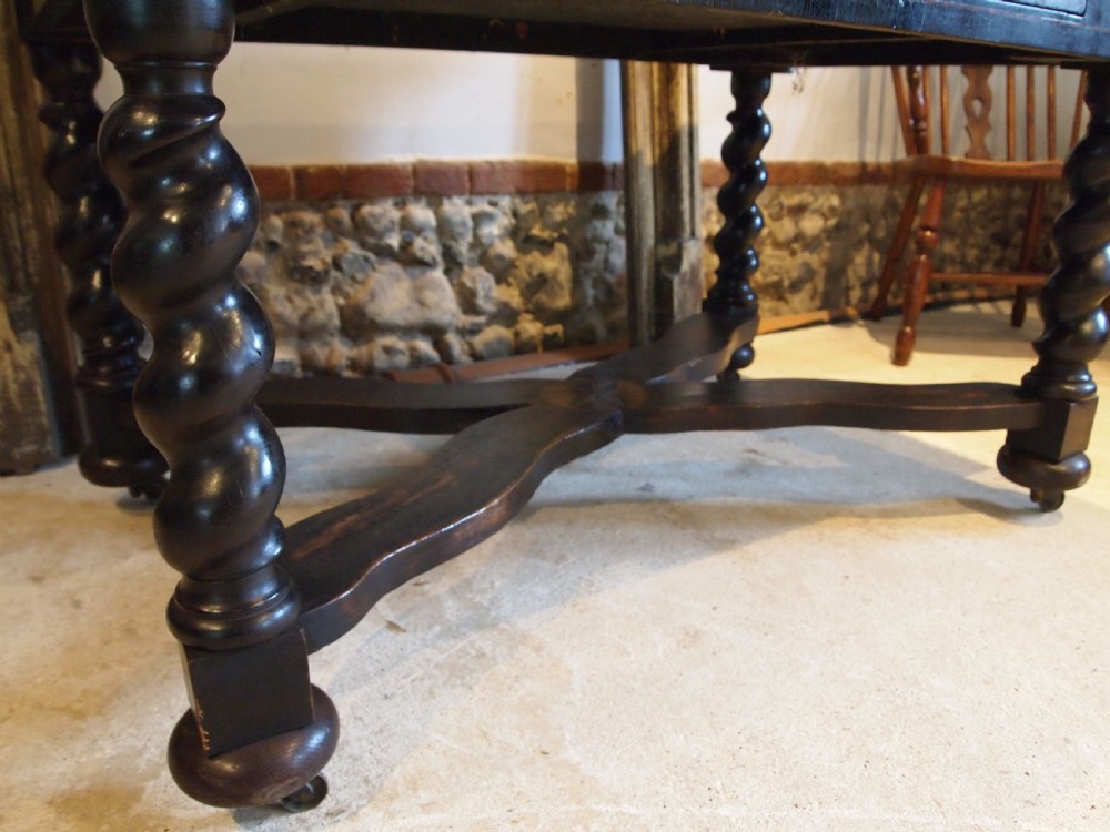 Table stunning rare Marquetry George II Oak c1740 View XV
