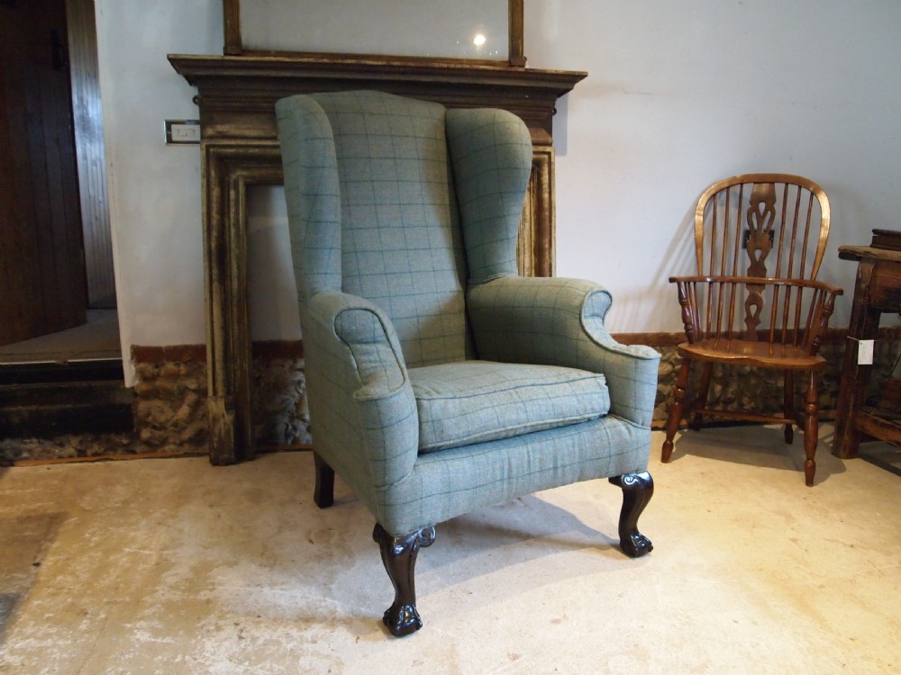Chair huge Victorian wingback new upholstery Abbotsford Hebden c1880