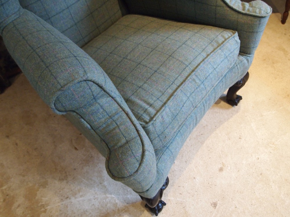 Chair huge Victorian wingback new upholstery Abbotsford Hebden c1880 View II