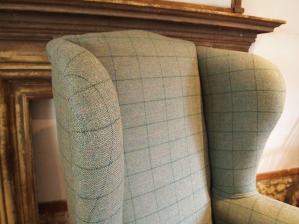 Chair huge Victorian wingback new upholstery Abbotsford Hebden c1880 View III