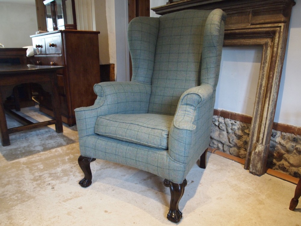 Chair huge Victorian wingback new upholstery Abbotsford Hebden c1880 View VII