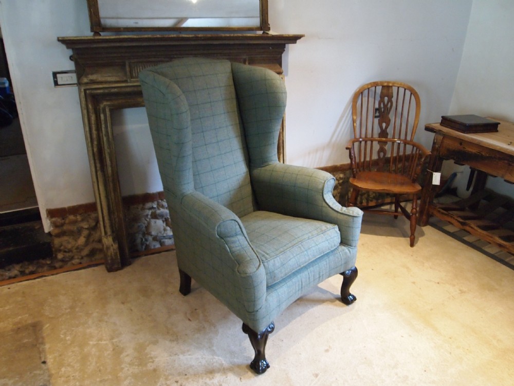 Chair huge Victorian wingback new upholstery Abbotsford Hebden c1880 View VIII