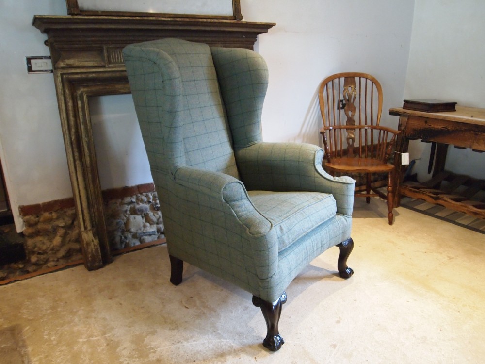 Chair huge Victorian wingback new upholstery Abbotsford Hebden c1880 View IX