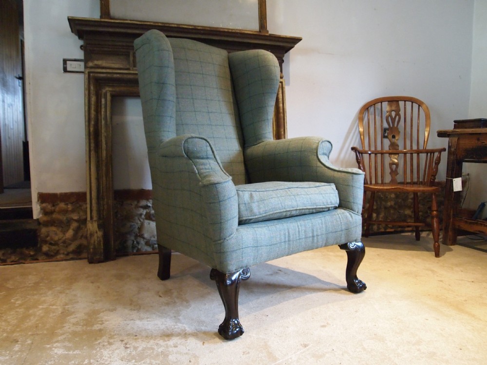Chair huge Victorian wingback new upholstery Abbotsford Hebden c1880 View X