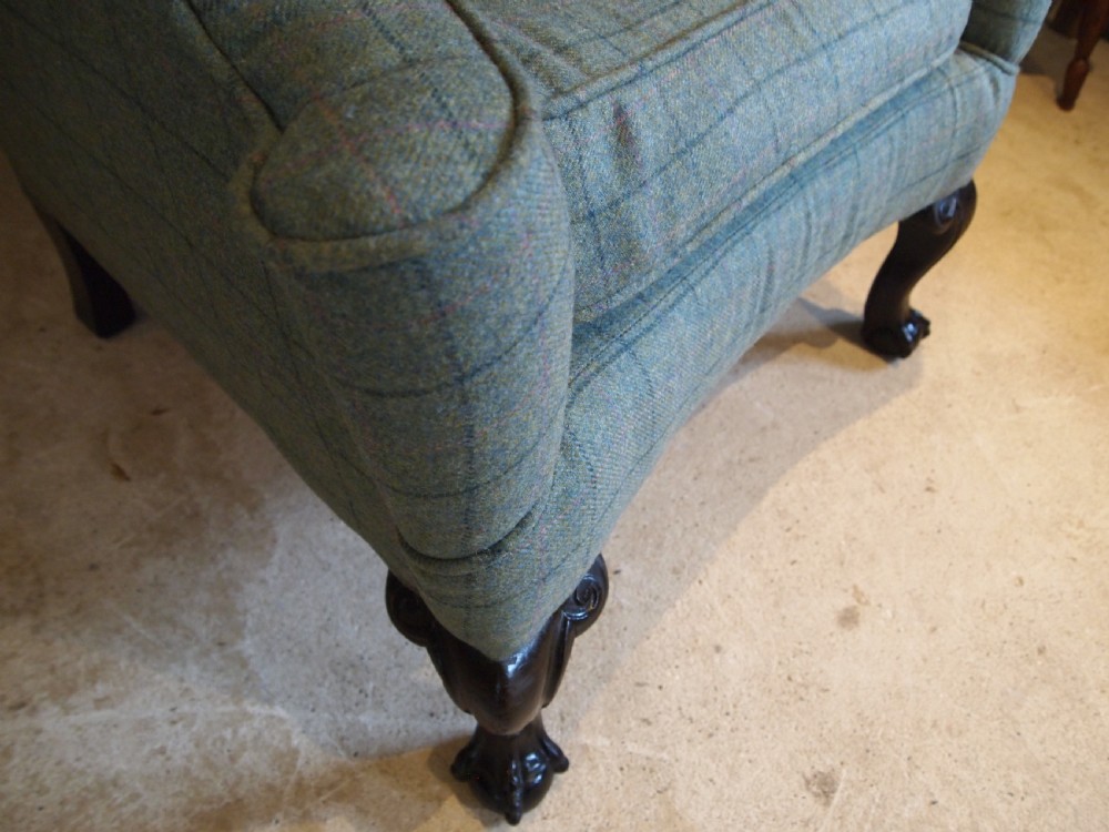 Chair huge Victorian wingback new upholstery Abbotsford Hebden c1880 View XII