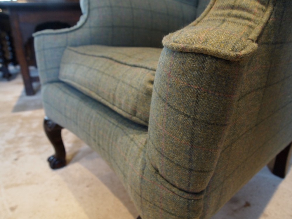 Chair huge Victorian wingback new upholstery Abbotsford Hebden c1880 View XIV
