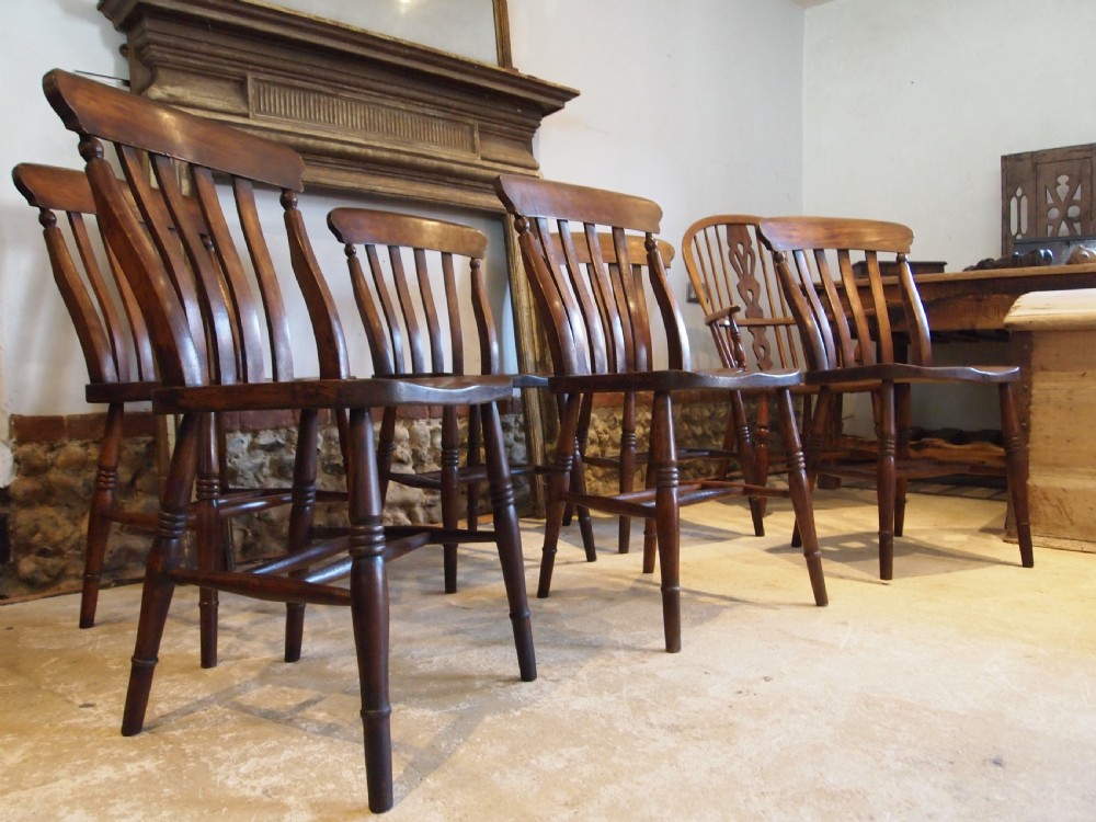 Chairs true set of 6 Victorian Windsor dining chairs c1870