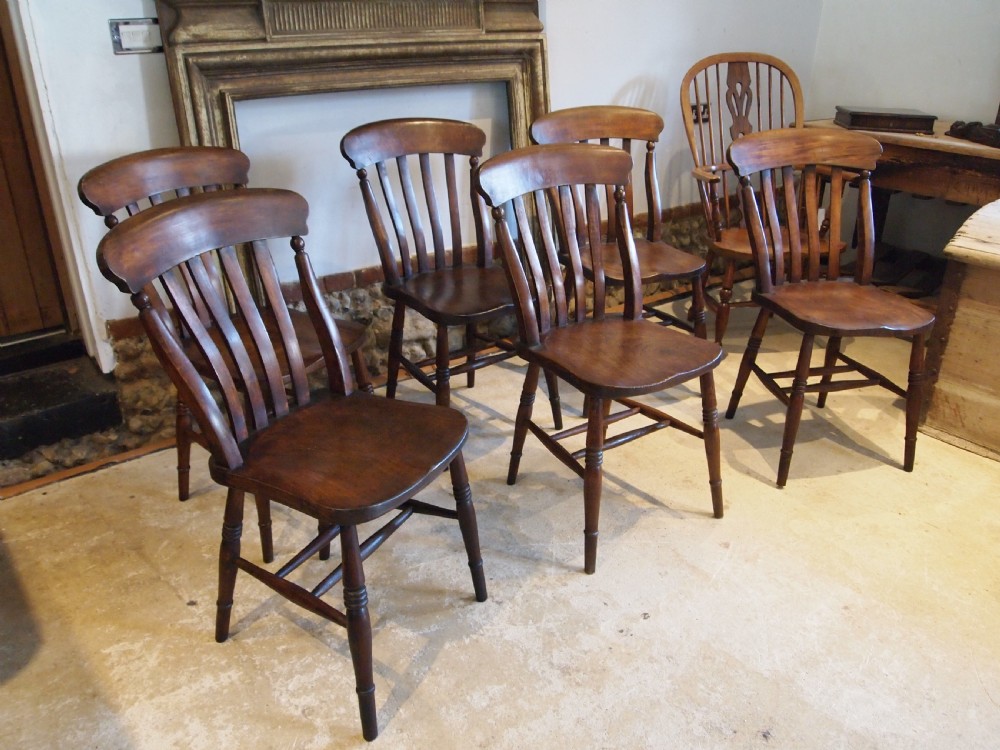 Chairs true set of 6 Victorian Windsor dining chairs c1870 View V