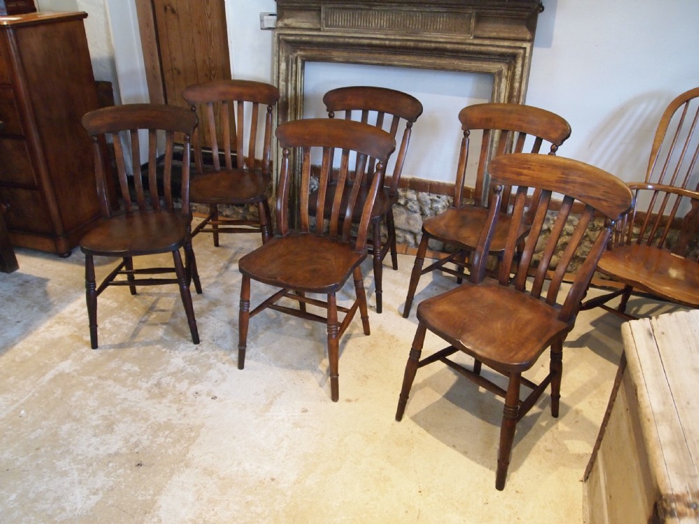 Chairs true set of 6 Victorian Windsor dining chairs c1870 View VII