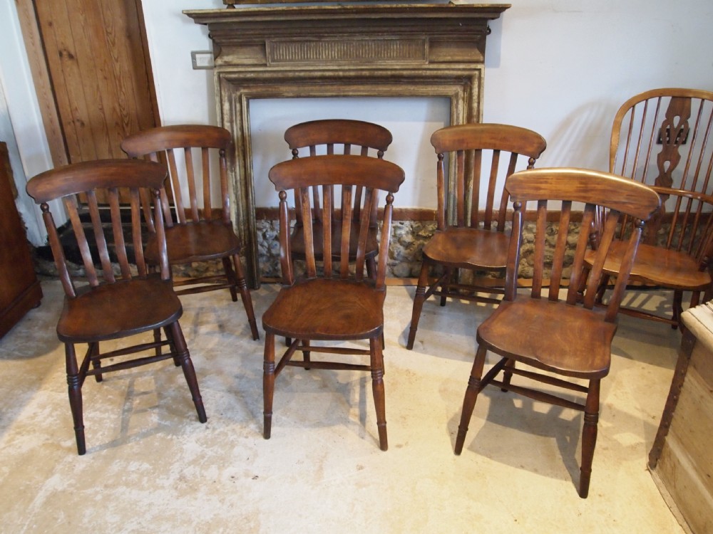 Chairs true set of 6 Victorian Windsor dining chairs c1870 View X