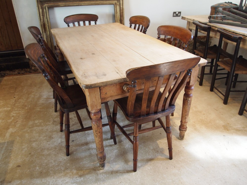 Table Victorian Pine refectory farmhouse dining c1840 View III