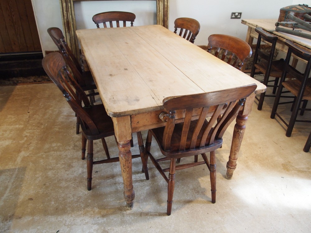 Table Victorian Pine refectory farmhouse dining c1840 View X
