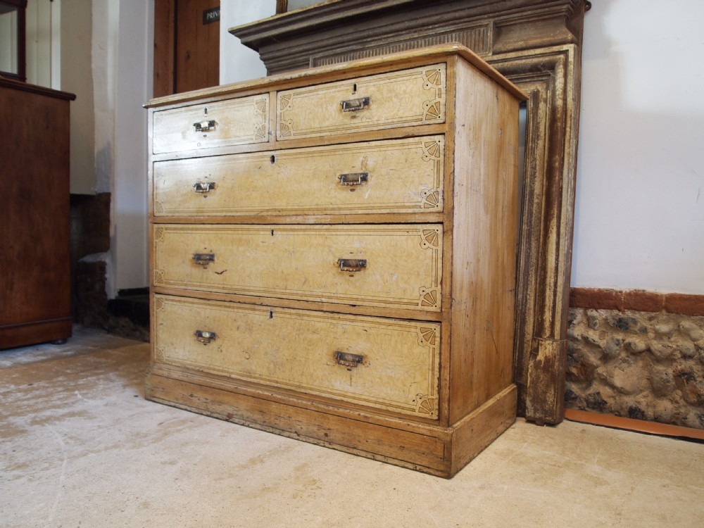 Chest of drawers rare Arts and Crafts original paint c1880