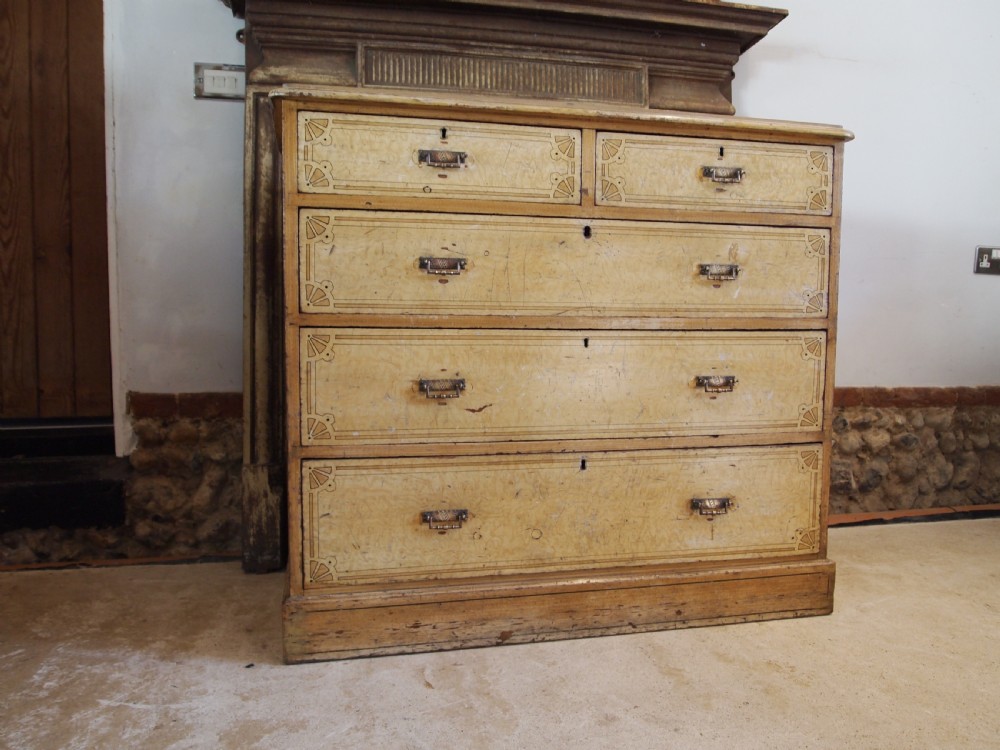 Chest of drawers rare Arts and Crafts original paint c1880 View II