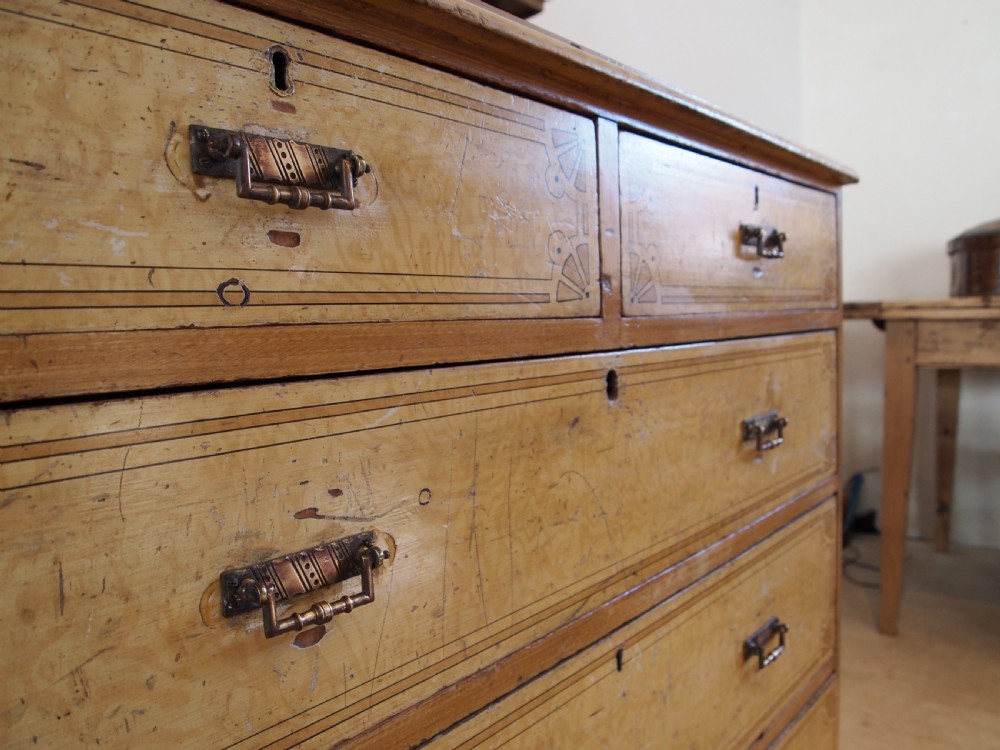 Chest of drawers rare Arts and Crafts original paint c1880 View IV