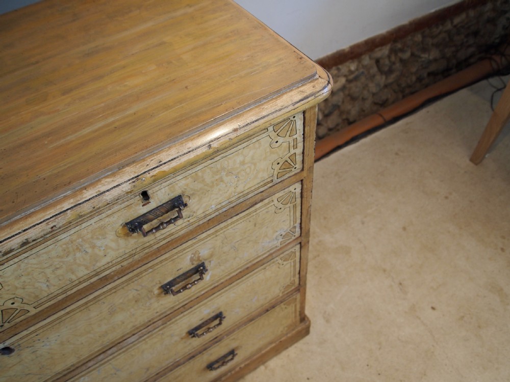 Chest of drawers rare Arts and Crafts original paint c1880 View IX