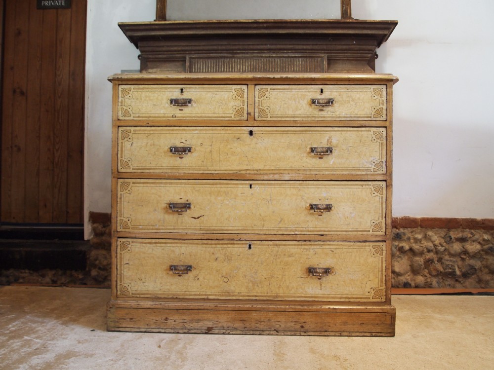 Chest of drawers rare Arts and Crafts original paint c1880 View XII