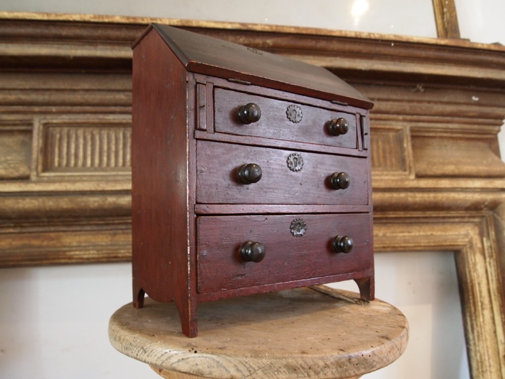 Bureau rare miniature apprentice George III c1800 View XII