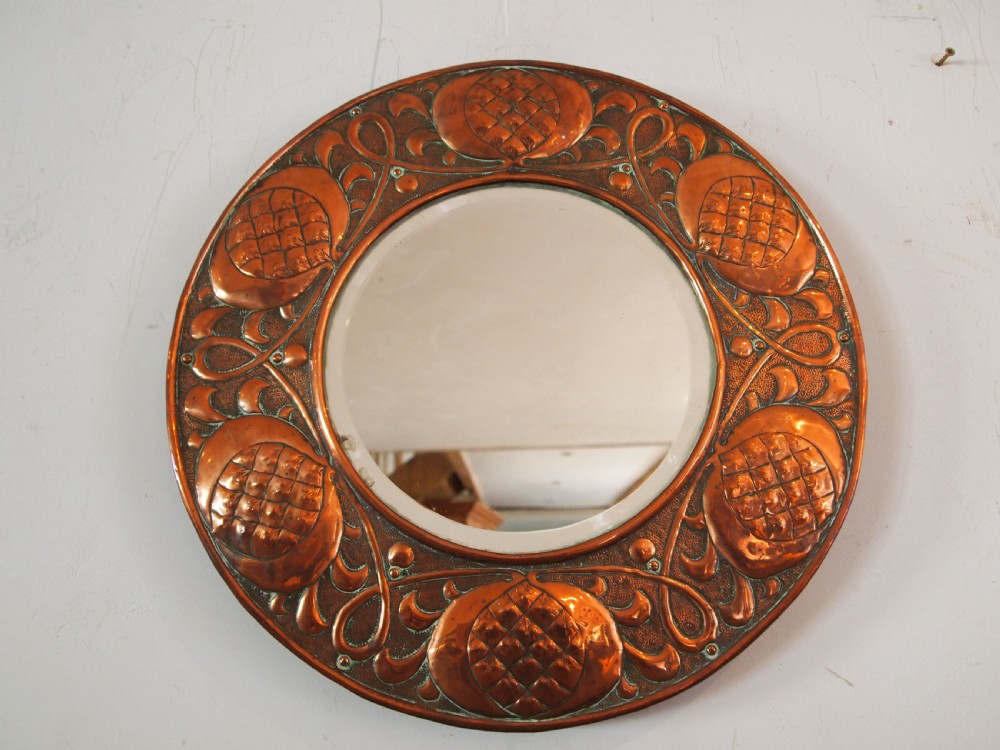 Mirror rare Arts and Crafts Copper Stamped W H Mawson Keswick c1905 View V