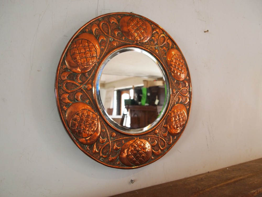Mirror rare Arts and Crafts Copper Stamped W H Mawson Keswick c1905 View IX
