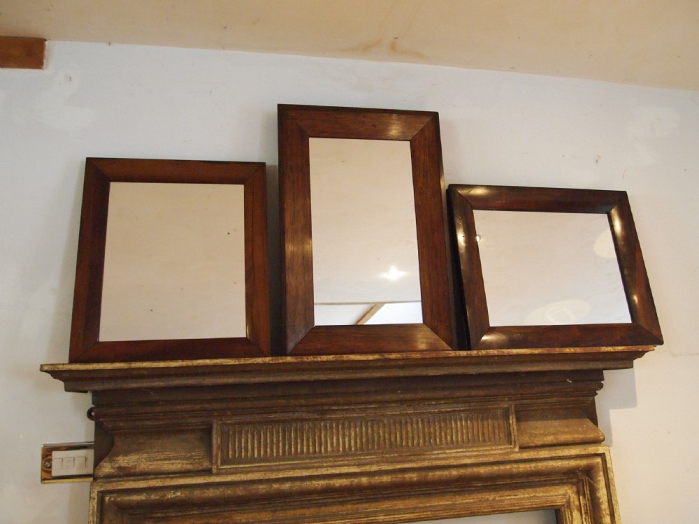 A trio of rectangular Regency period mirrors featuring dark rosewood frames with wide moulded borders. View VIII