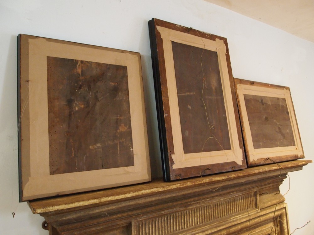 A trio of rectangular Regency period mirrors featuring dark rosewood frames with wide moulded borders. View IX
