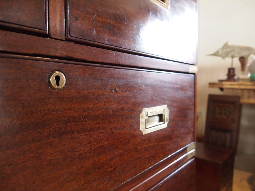 Rare early 19thc George IV Military Campaign chest of drawers W Day The Strand View II