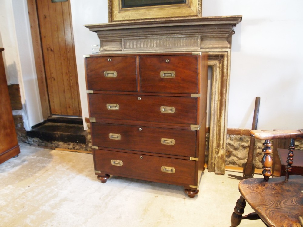 Rare early 19thc George IV Military Campaign chest of drawers W Day The Strand View V